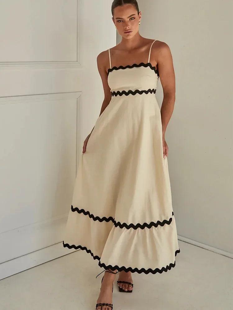 Wave Striped Backless Long Dress: All-Season Chic Fashion