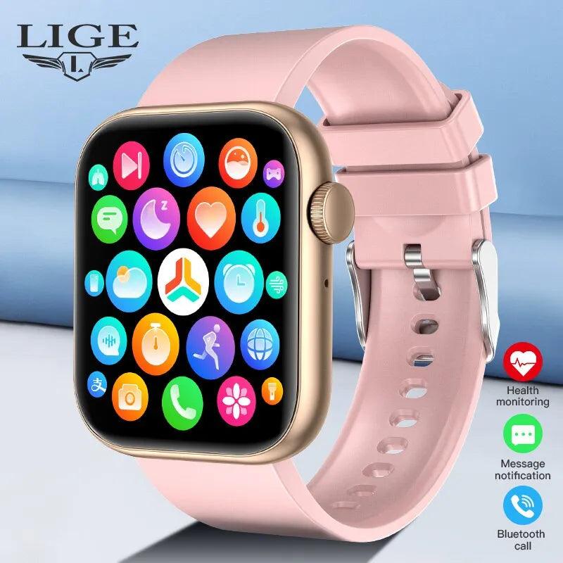 LIGE Women's Smartwatch with Full Touch Screen, Bluetooth Call, Waterproof Design, Sport Fitness Tracker, and Multiple Dials  ourlum.com   