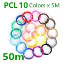 3D Pen Filament Kit: Colorful 1.75mm PLA ABS PCL Plastic Set  ourlum.com PCL 10Colors 50M  