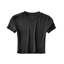 Women's Casual Short Sleeve Crop Top Slim Fit Tee for Workout