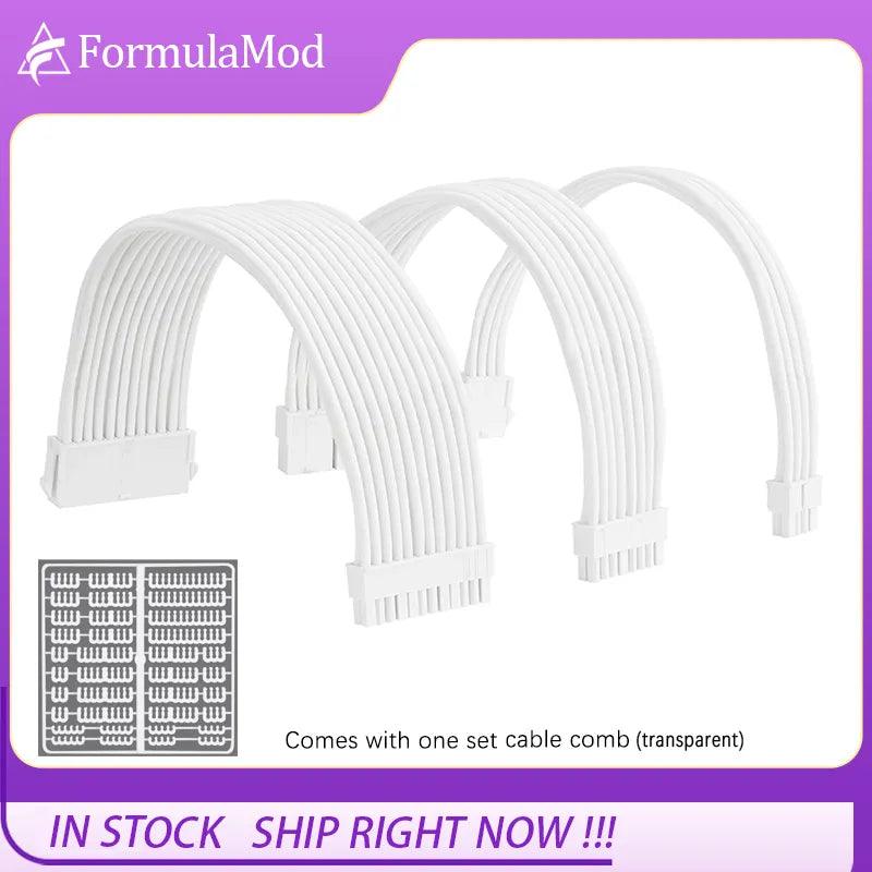 FormulaMod White PSU Extension Cable Kit: Elevate Your Build with Solid Color Cables  ourlum.com   