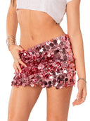 Sequined Mini Skirt for Women: Shimmering Carnival Party Attire  ourlum.com Pink S 