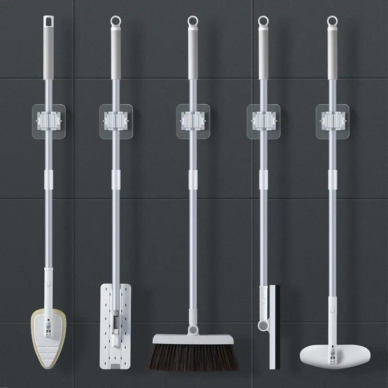 Home Bathroom Storage Rack Hooks Holder Mop Organizer Waterproof Hanger  ourlum.com   