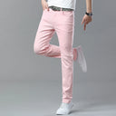 Men High Quality Pink Red Yellow Jeans Fashion Casual Classic Style Slim Fit Soft Trousers Male Brand Advanced Stretch Pants