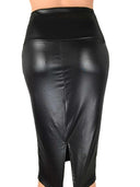 Back Split Black PU Leather Pencil Skirt - Sexy High Waist