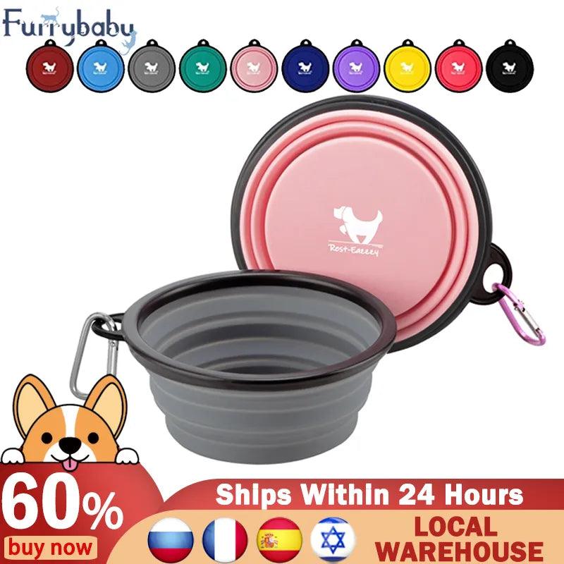 Furrybaby Collapsible Dog Bowls: Portable Silicone Food Dish for Travel and Outdoor Activities  ourlum.com   