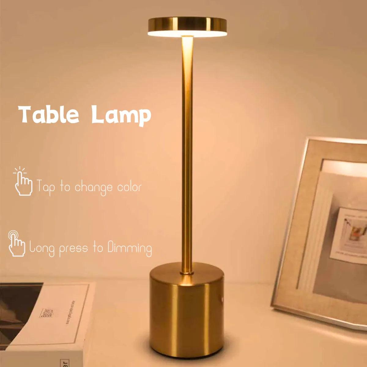 LED Touch Metal Table Lamp: Stylish Cordless Lighting Solution  ourlum.com   