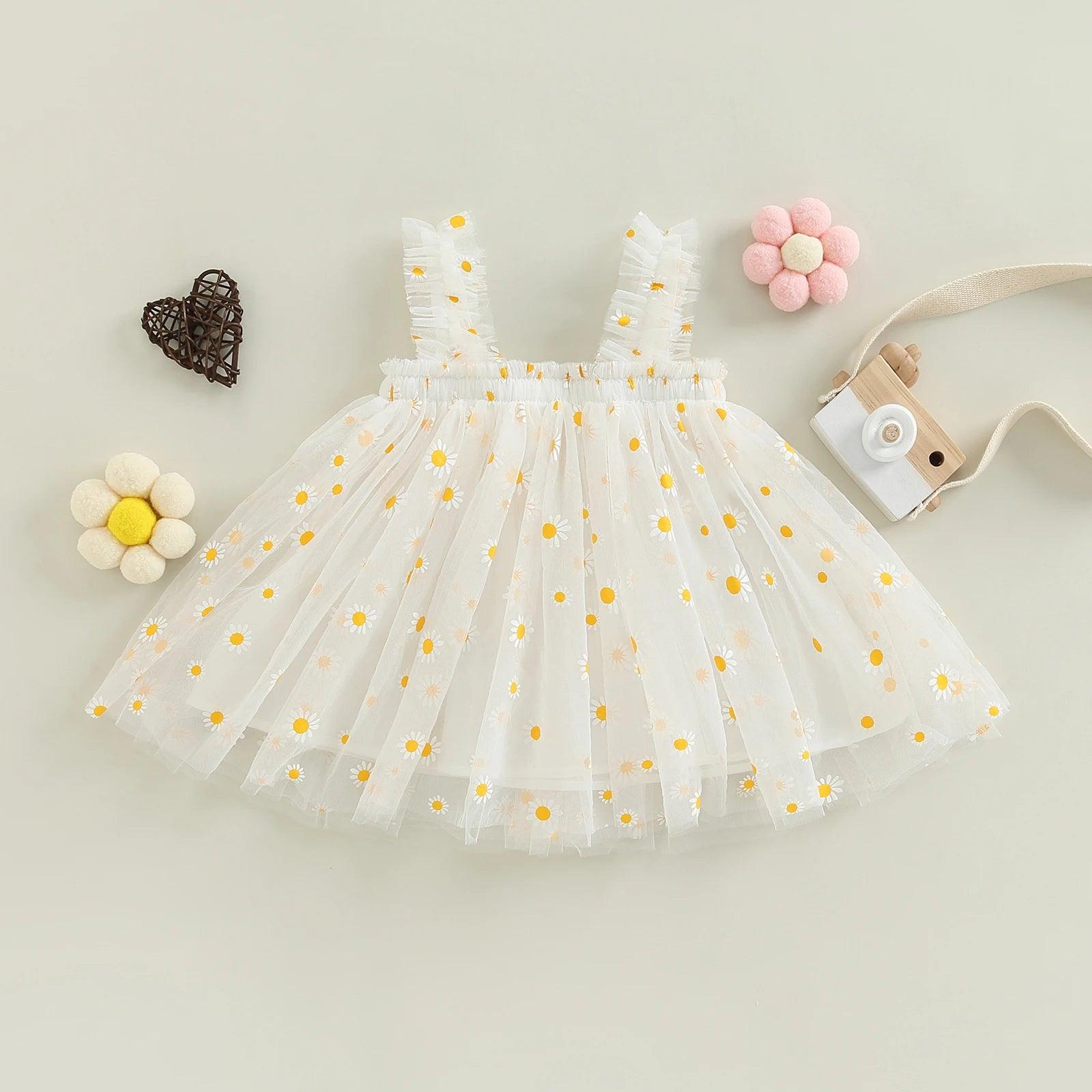 Ma&Baby Daisy Tulle Dress for Girls - Summer Party Beach Holiday Clothing  ourlum.com   