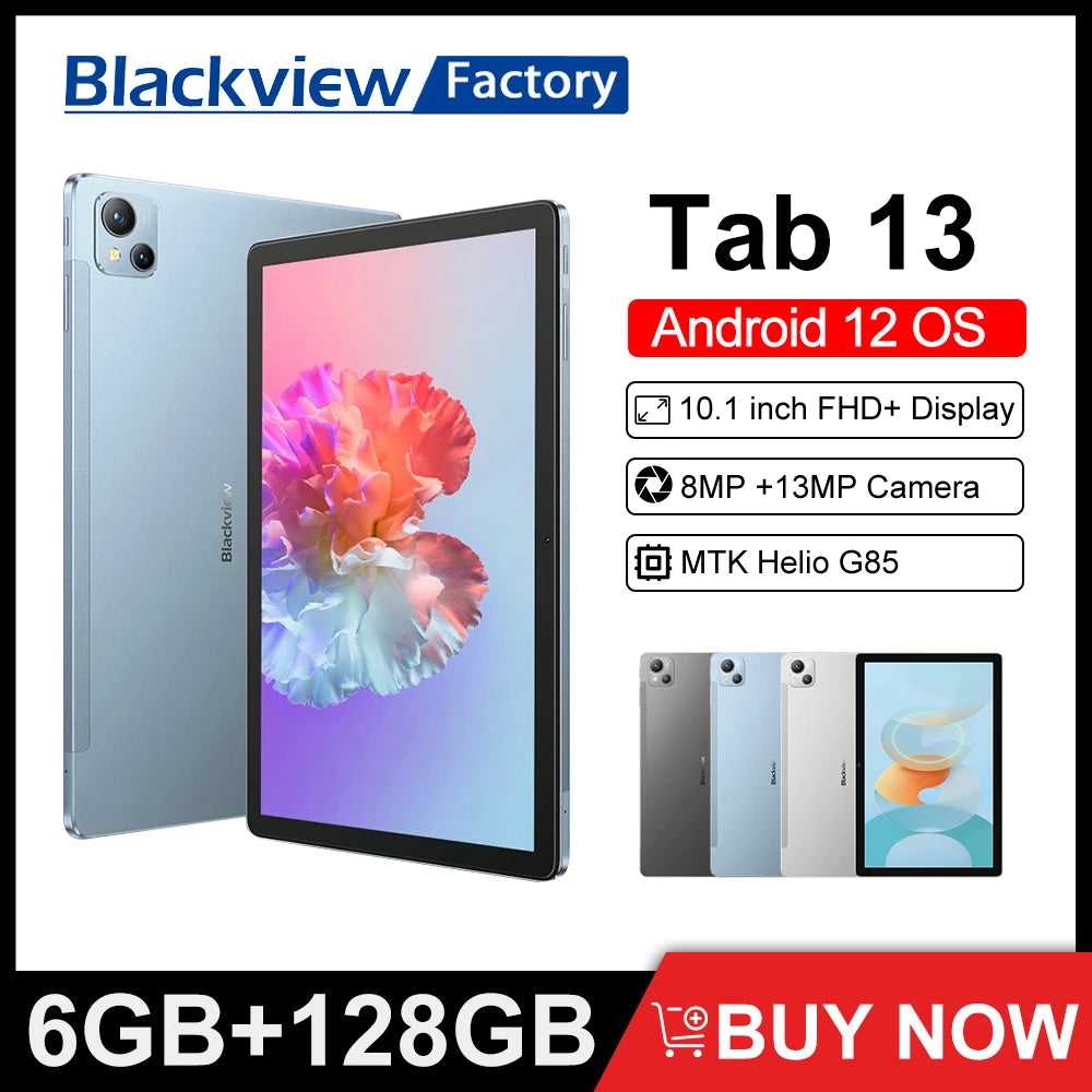 Blackview Tab 13 6GB+128GB 7280mAh Tablet Pad MTK Helio G85 Octa core  10.1'' FHD+ Display android 13MP Camera