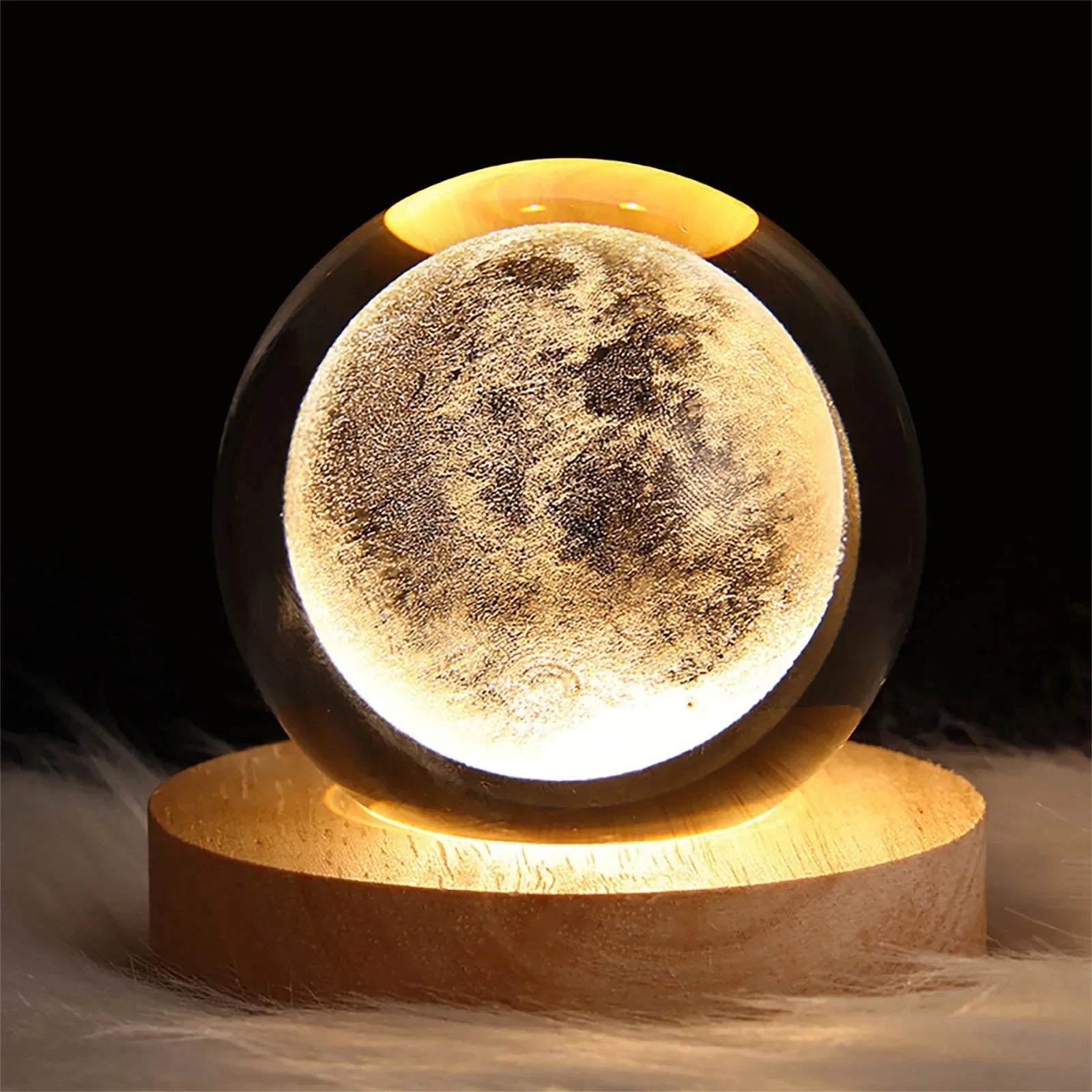 USB LED Night Light Galaxy Crystal Ball Table Lamp 3D Planet Moon Lamp Bedroom Home Decor for Kids Party Children Birthday Gifts  ourlum.com   