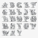 925 Sterling Silver Zircon Vine 26 Letters Pendants Bead