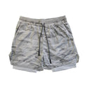 Ultimate Men's Double Layer Fitness Shorts - Ideal for Gym, Beach, Pool, and Summer Activities  ourlum.com White camo M 