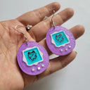 Cute Purple Electronic Pet Egg Acrylic Cartoon Earrings