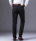 Spring Men's Slim Jeans Classic Style Straight Elasticity Cotton Denim Pants Male Brand Wine Red Black White Trousers