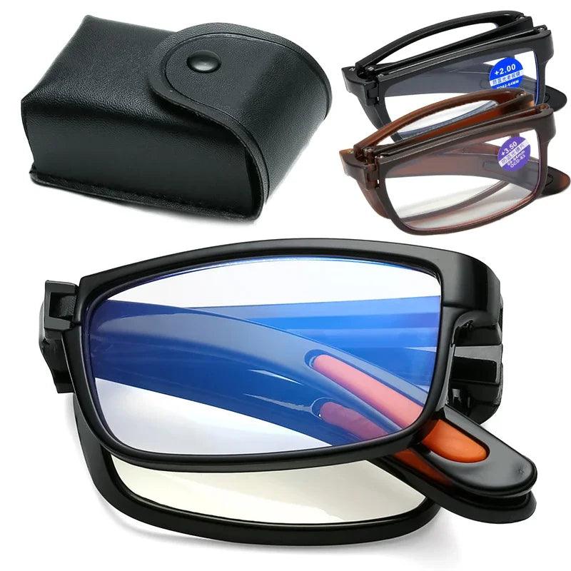 Blue Light Blocking Folding Reading Glasses for Women and Men - TR90 Portable Eyewear with Diopters +1.0 to +4.0  ourlum.com   