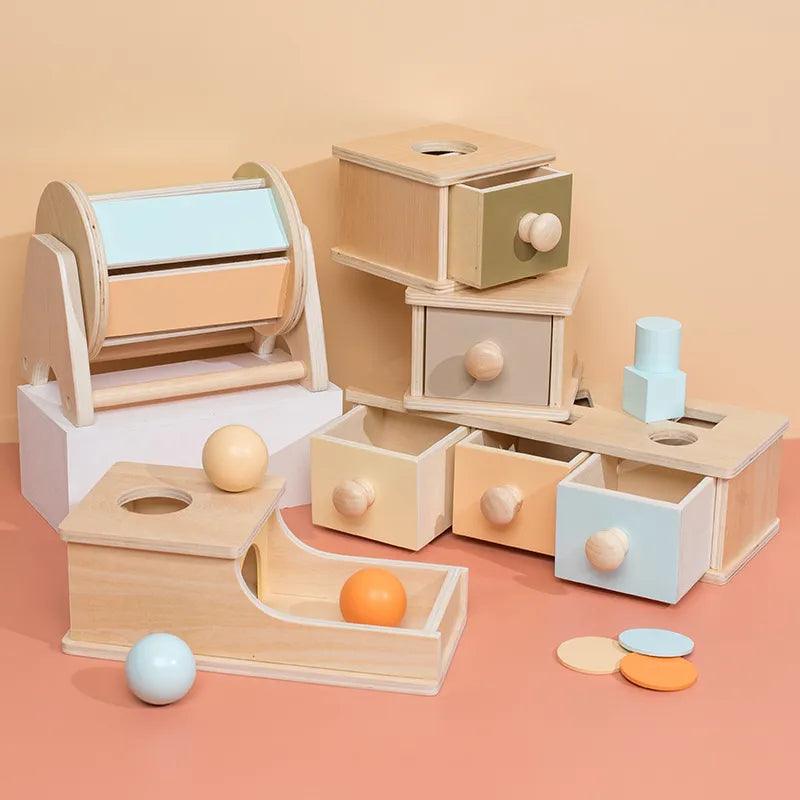 Montessori Macaroon Color Spinning Drum Matching Coin Box - Educational Sensory Toy  ourlum.com   