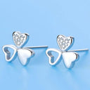 Starlight Elegance Silver Star Stud Earrings Dazzling Zircon Design