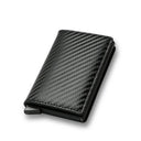 RFID Carbon Fiber Wallet Sleek Black Trifold Mini Purse