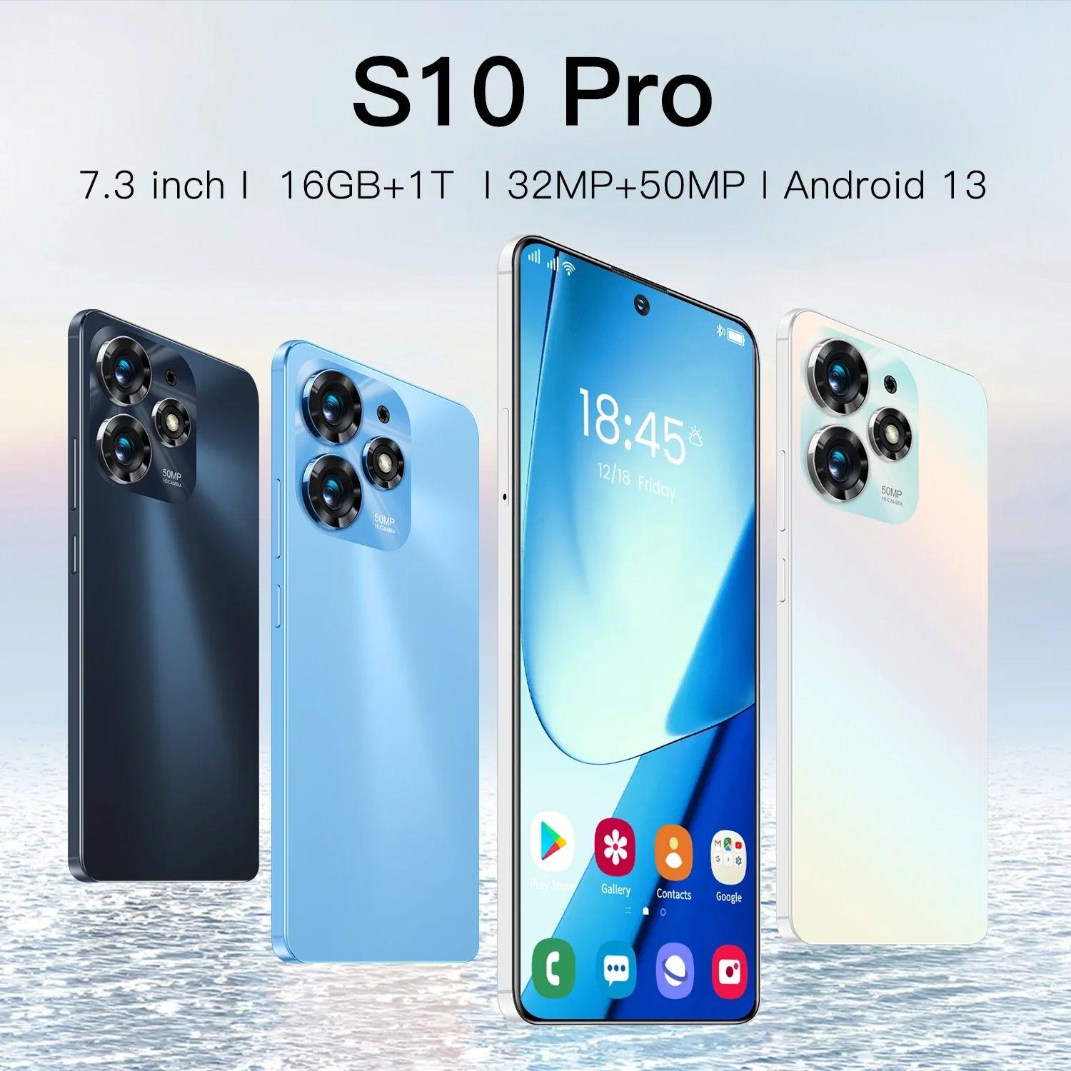 Global S10 PRO 7.3 HD Screen 16G+1TB Smart Phone 8000Mah Android 13 Celulare Dual Sim Face Unlocked 5G Original Mobile Phone  ourlum.com   