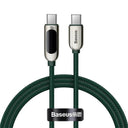 Baseus USB C Cable with Digital Display for iPhone15 Promax Fast Charging Type C Wire For  Samsung MacBook  ourlum.com 100W C To C Green 1m 