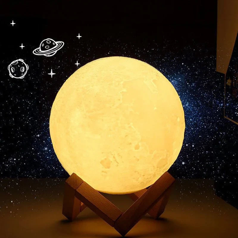 LED Night Light 3D Print Moon Lamp With Stand and Battery Color Change Bedroom Decor Moon Light for Kids Gifts lampara de Luna  ourlum.com   