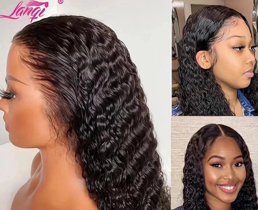 Luxurious 250 Density Deep Wave Lace Front Wig with HD Transparent Lace - Premium Brazilian Remy Hair - Versatile Styling Options - Quick Shipping  ourlum.com 4x4 Closure Wig CHINA 18inches | 180%