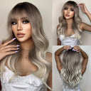 Blonde Long Wavy Synthetic Hair Wig with Bangs - Premium Quality Afro Female Cosplay Wig  ourlum.com LC049-1  