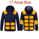 17 PCS Heating Men Winter Warm USB Jackets Hooded Waterproof