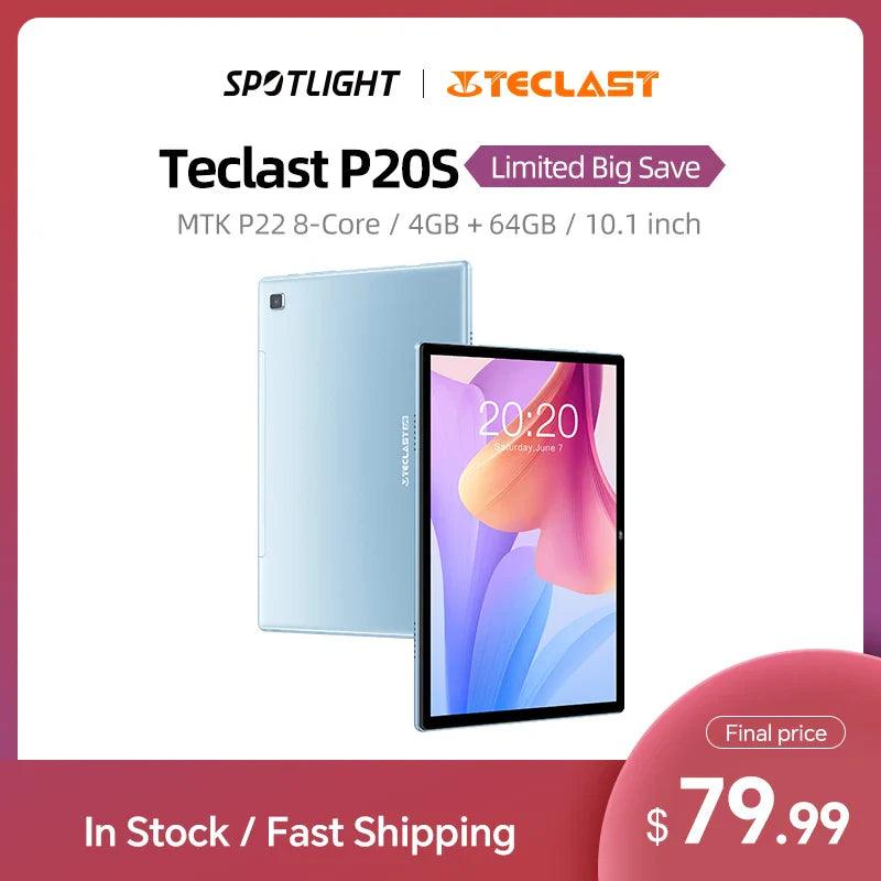 Teclast P20S 10.1 Inch 1280X800 IPS Tablet 4GB RAM 64GB ROM MTK P22 Octa Core Android 12 Dual Cameras WIFI GPS Type-C Tablets  ourlum.com   