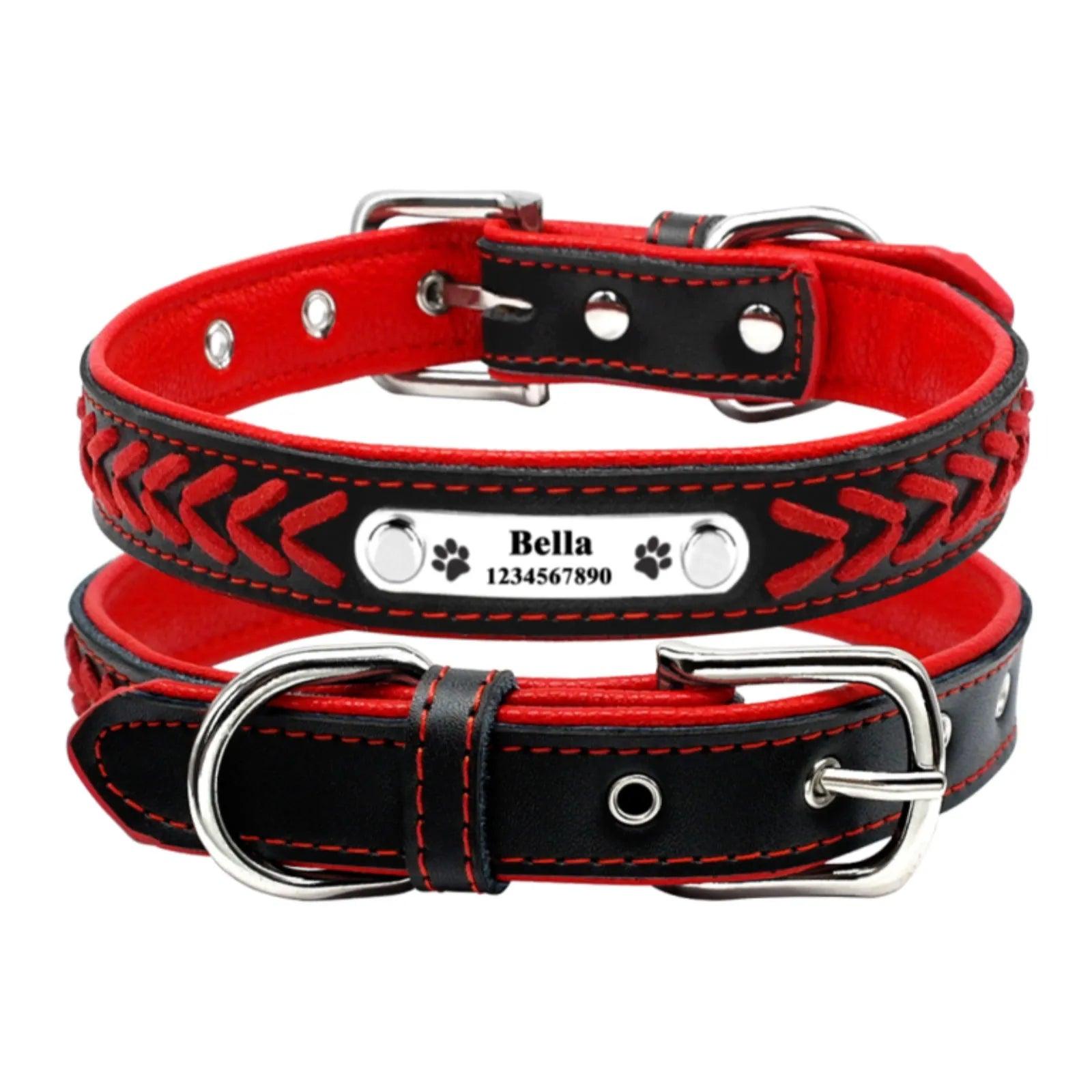Personalized Leather Dog Collar with Custom Engraving - Adjustable for Small to Large Breeds  ourlum.com   