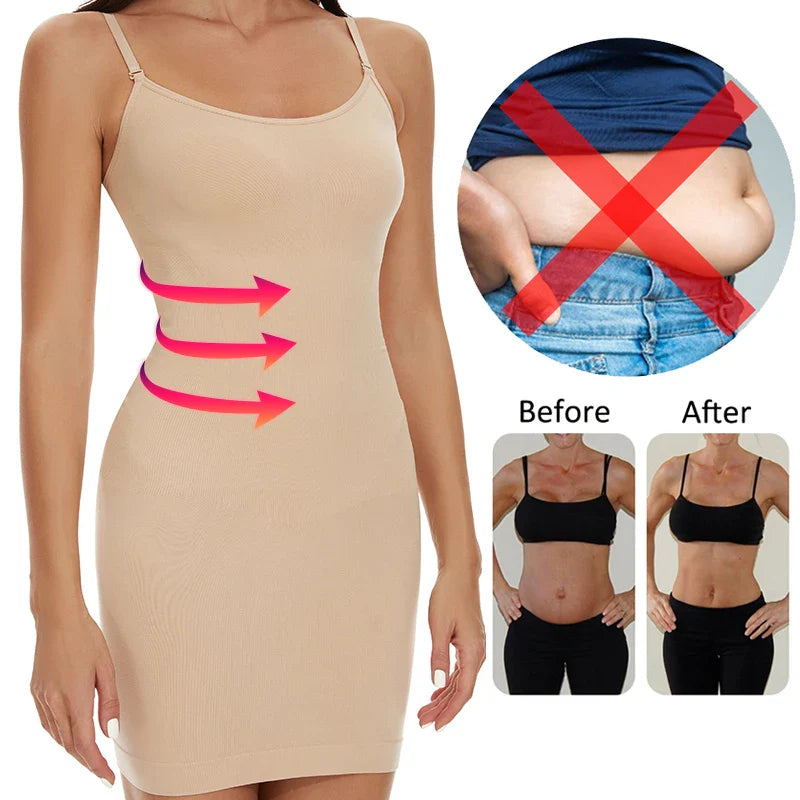 Seamless Women's Tummy Control Full Slip - Invisible Body Shaper Dress