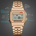 LED Steel Band Wristwatch Stylish Alarm Stopwatch Timepiece