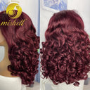 16-Inch Burgundy 99J Pre-Plucked Full Lace Curly Bob Wig