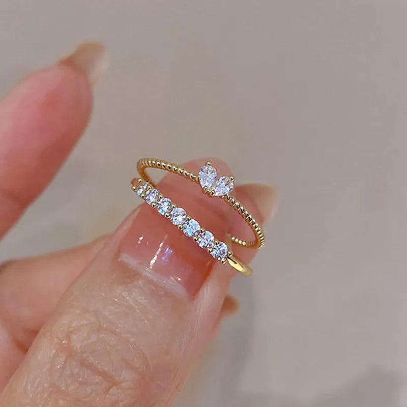 Exquisite Zircon Heart-shaped Adjustable Weave Rhinestone Ring - Elegant Wedding Jewelry for Fashionable Women  ourlum.com   