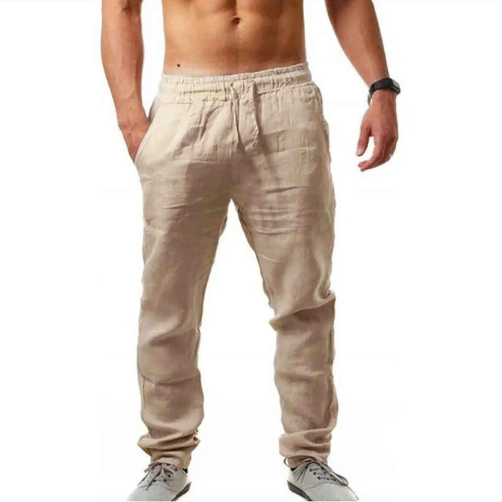 Breathable Cotton Linen Summer Pants: Cool, Lightweight, Casual Style for Men  ourlum.com Khaki L 