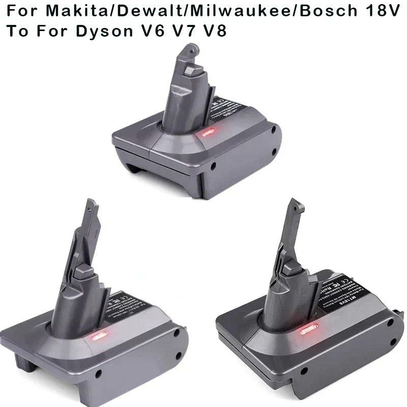 18V Battery Adapter for Dyson V6/V7/V8 - Compatible with Makita, Dewalt, Milwaukee, Bosch