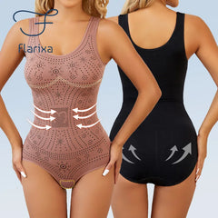 Flarixa Plus Size Seamless Open Crotch Bodysuit for Women - Comfort & Style