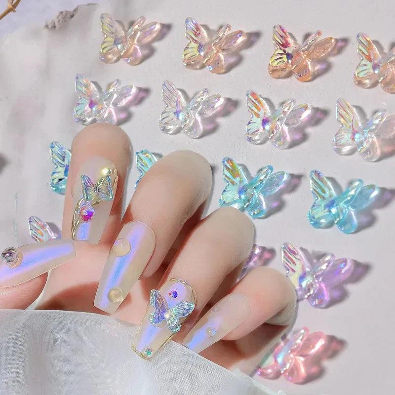 Auroras Butterfly 3D Nail Art Jewelry: Unique Acrylic Beads Manicure Kit