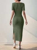 Knitted Slit Dress: Effortlessly Stylish Summer Attire for Women