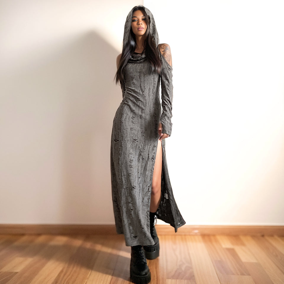 Dune Wind Distressed Hooded Dress: Versatile Summer Fashion Staple