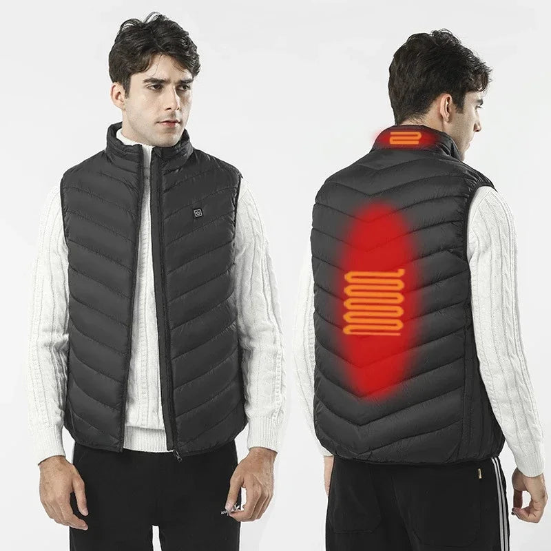 New 17 Heated Vest Jacket Fashion Men Women Coat Clothes Intelligent  Electric Heating Thermal Warm Clothes Winter Heated Hunt