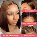 13x4 Brown Straight Lace Front Bob Wig 180% Density Hair