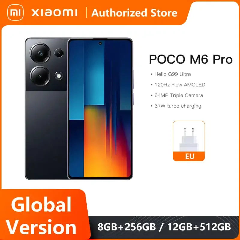 Global Version POCO M6 Pro Cellphone Helio G99 Ultra 6.67" 120Hz Flow AMOLED 64MP Triple Camera With OIS 67W Turbo Charging NFC