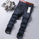 2025 Fashion Classic Blue Black Denim Trousers Men's Jeans