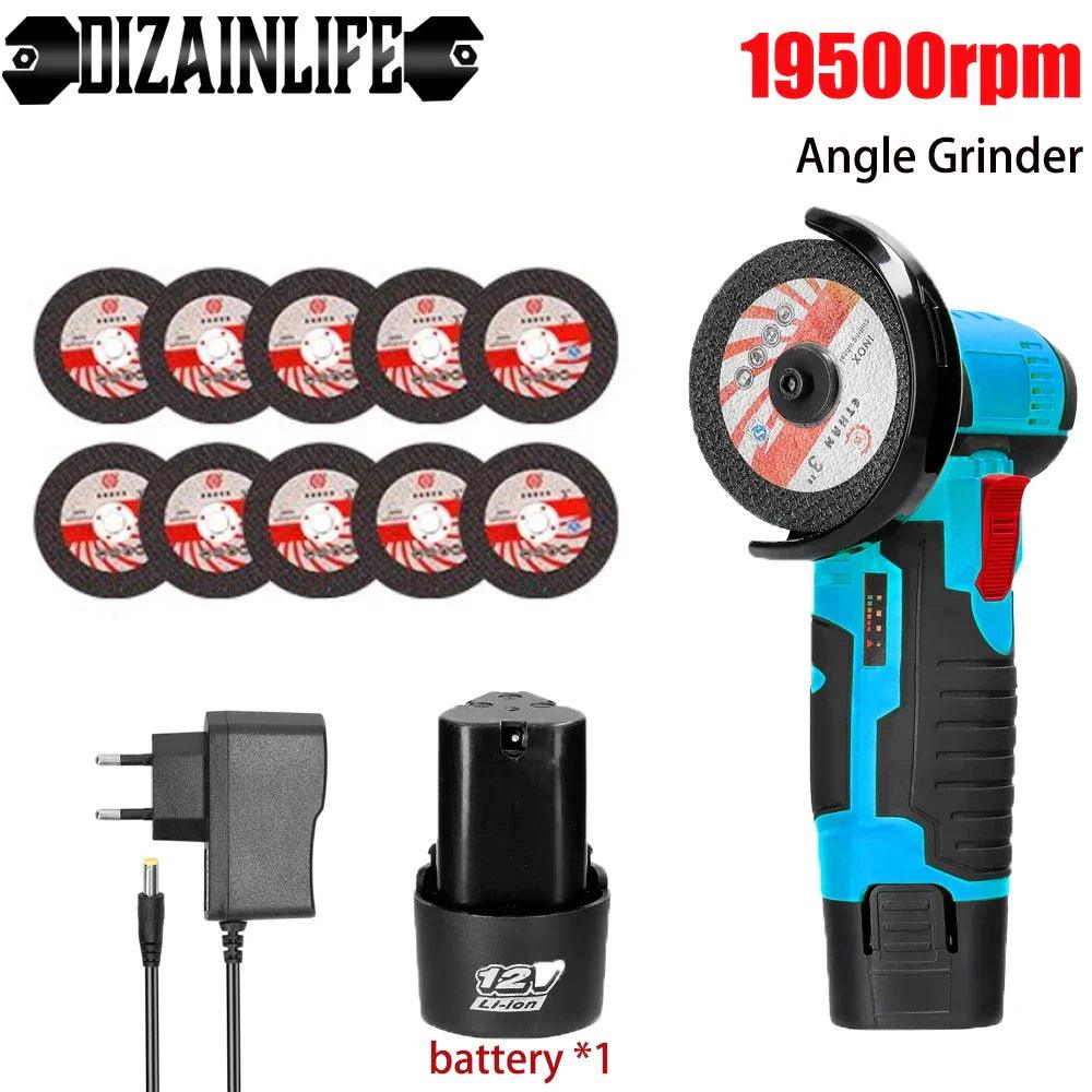 Cordless Electric Angle Grinder 9500rpm Handheld Polishing Grinding Machine Diamond Cutting Power Tools 12V Battery Rechargeable  ourlum.com   