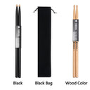 1 Pair Wood Black 5A Drum Sticks With Carrying Bag Set