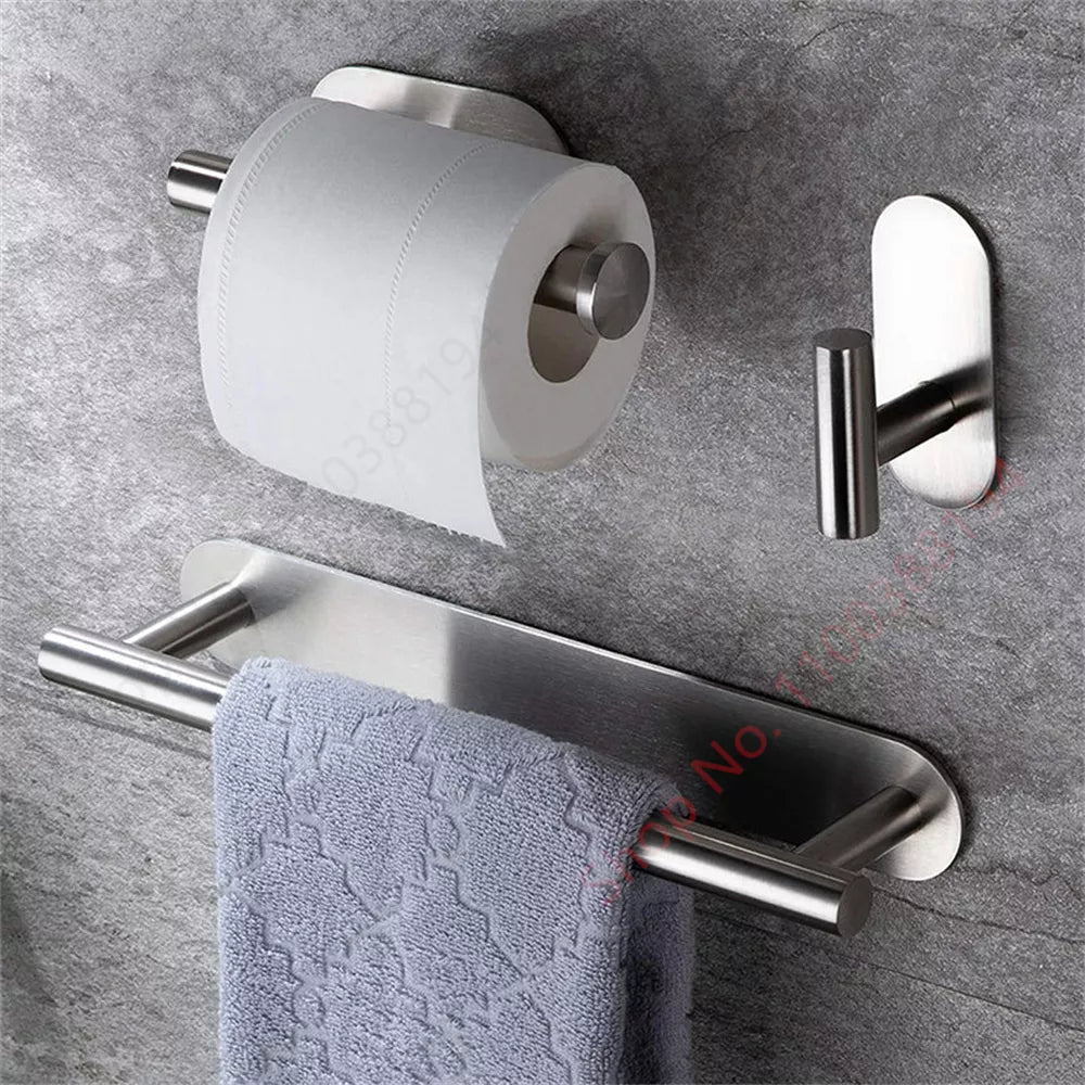 Toilet Paper Holder Wall Mount: Rustproof Adhesive Storage Rack Stainless Steel  ourlum.com   