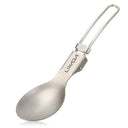 Lightweight Folding Titanium Spork Set for Camping Use