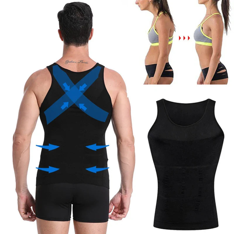 Men's Compression Shapewear Vest for Tummy Control and Slim Waist in Sports & Fitness