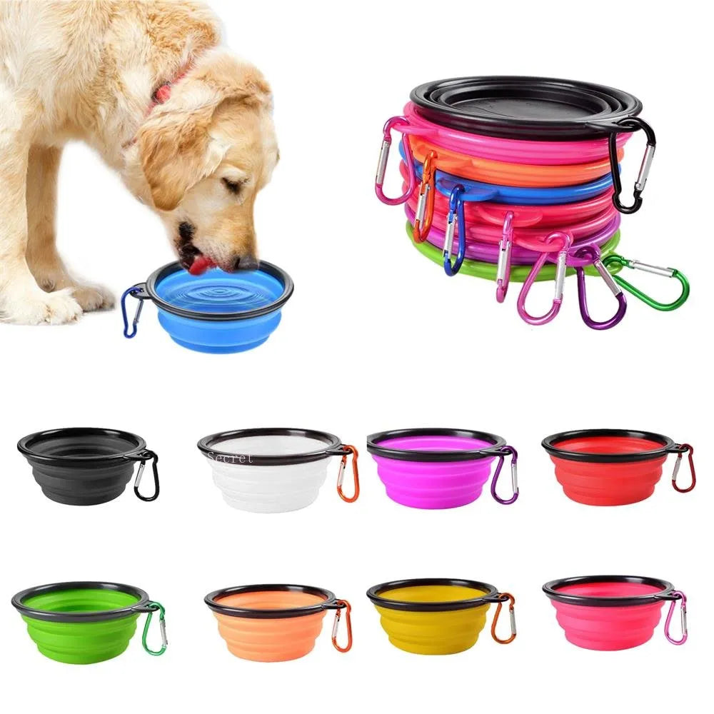 Silicone Collapsible Pet Bowl: Portable Outdoor Travel Dishes with Carabiner  ourlum.com   